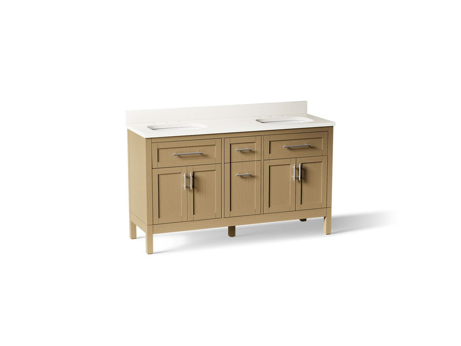 KOHLER K-39607-ASB Hadron 60" bathroom vanity cabinet with sinks and quartz top