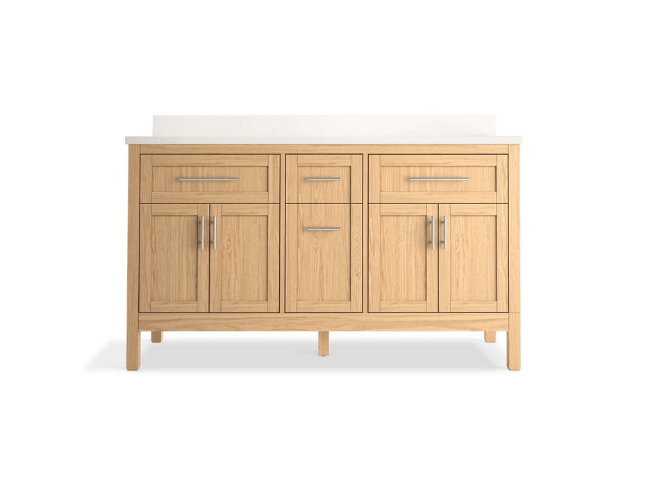 KOHLER K-39607-ASB Hadron 60" bathroom vanity cabinet with sinks and quartz top