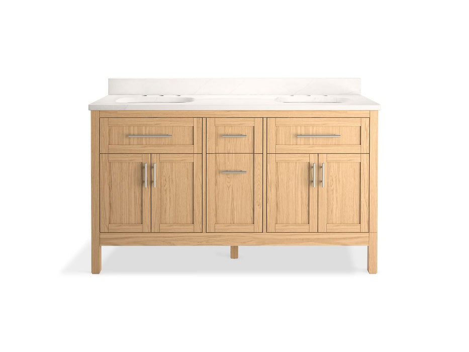 KOHLER K-39607-ASB Hadron 60" bathroom vanity cabinet with sinks and quartz top
