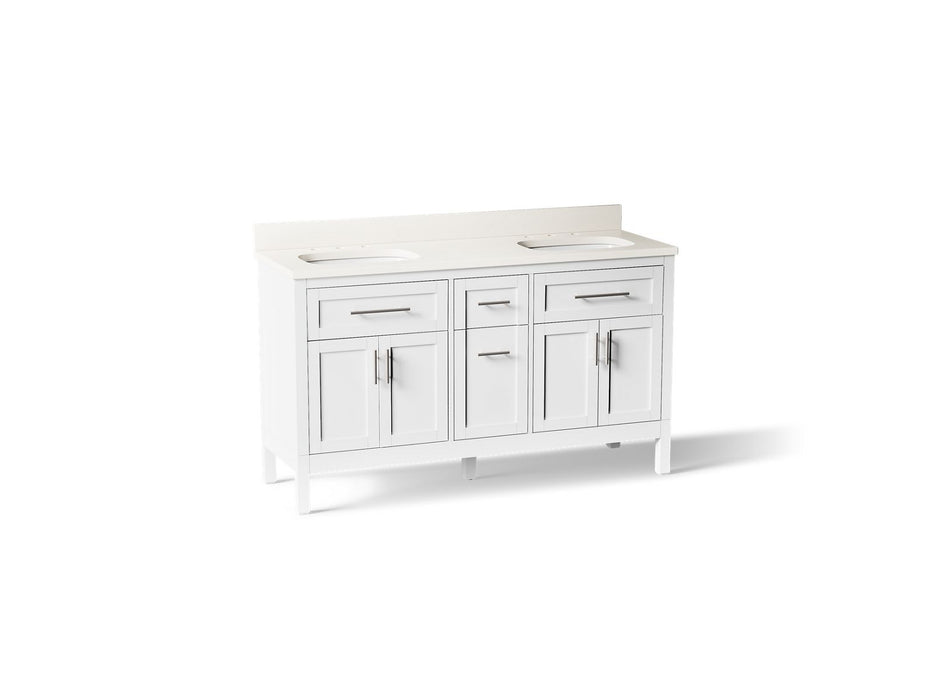 KOHLER K-39607-ASB Hadron 60" bathroom vanity cabinet with sinks and quartz top