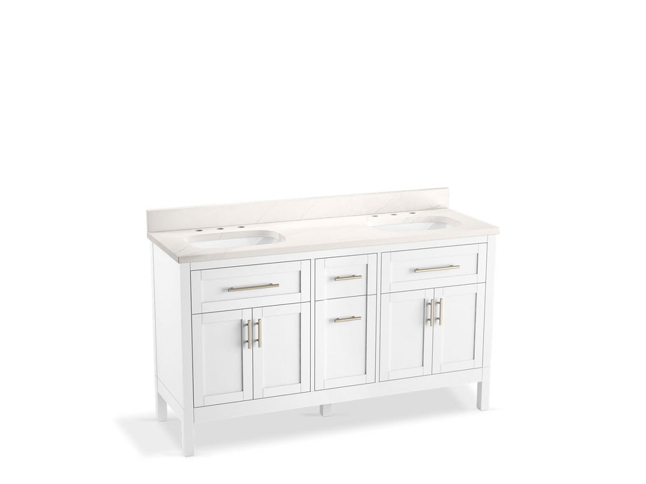 KOHLER K-39607-ASB Hadron 60" bathroom vanity cabinet with sinks and quartz top