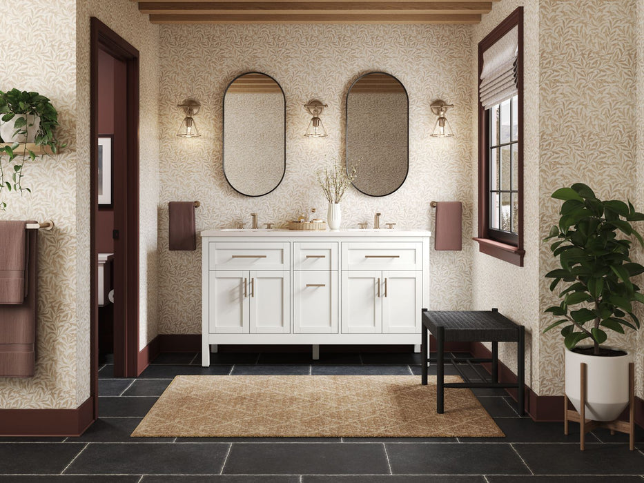 KOHLER K-39607-ASB Hadron 60" bathroom vanity cabinet with sinks and quartz top