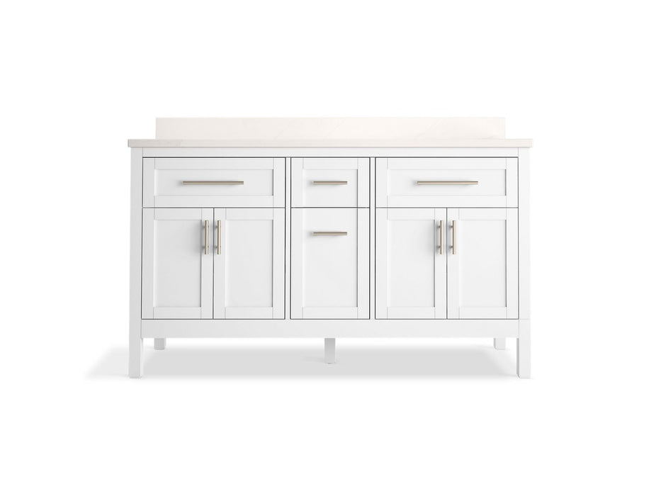 KOHLER K-39607-ASB Hadron 60" bathroom vanity cabinet with sinks and quartz top