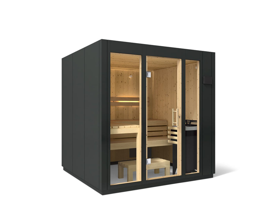 KOHLER K-39950-0FNC C1 Five-person Indoor Sauna, Graphite Grey - 3/4 view of product
