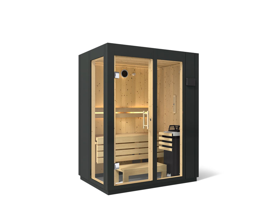 KOHLER K-39963-0FNC C1 Two-person Indoor Sauna, Graphite Grey - 3/4 view of product