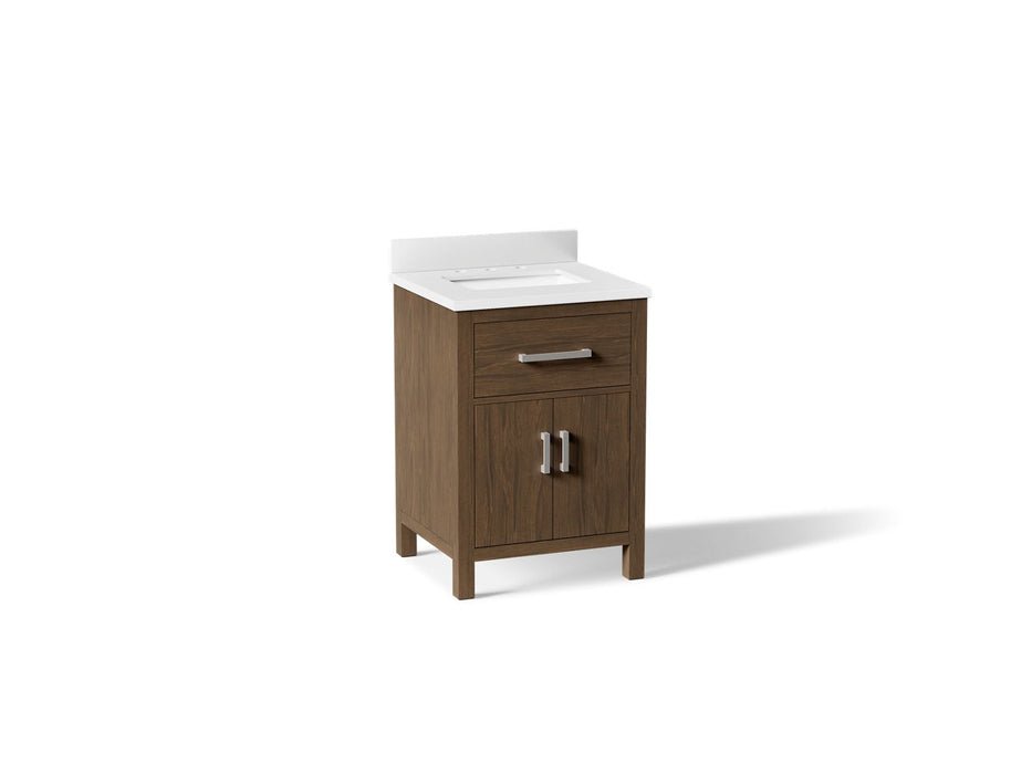 KOHLER K-40637-BD1 Kresla 24" bathroom vanity cabinet with sink and quartz top, draper oak