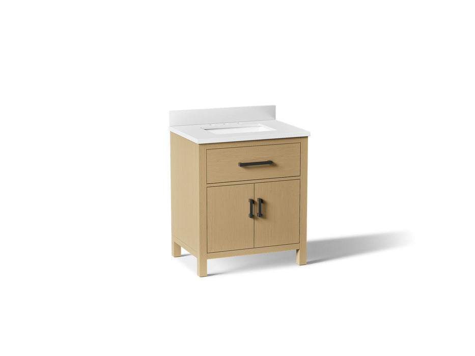 KOHLER K-40638-BD1 Kresla 30" bathroom vanity cabinet with sink and quartz top, light oak