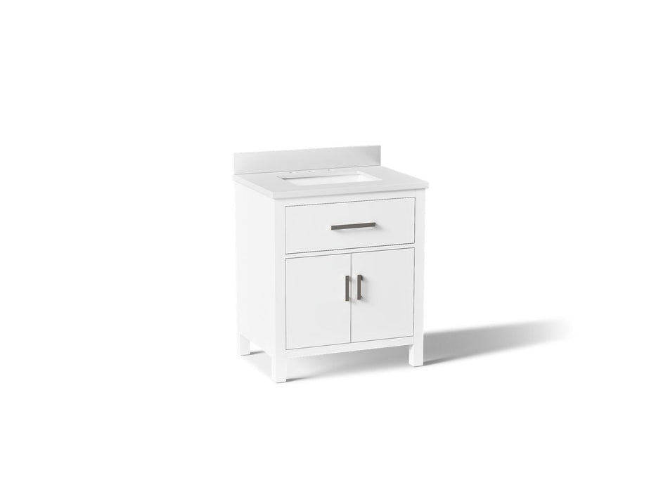 KOHLER K-40638-BD1 Kresla 30" bathroom vanity cabinet with sink and quartz top, white