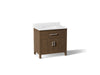 KOHLER K-40639-BD1 Kresla 36" bathroom vanity cabinet with sink and quartz top, draper oak