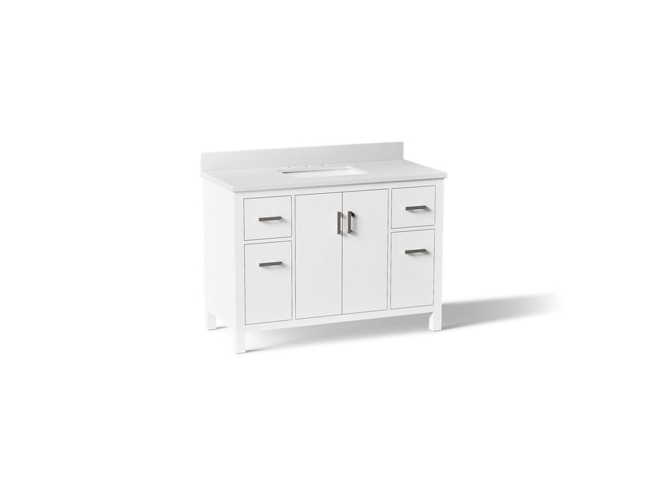 KOHLER K-40640-BD1 Kresla 48" bathroom vanity cabinet with sink and quartz top, white