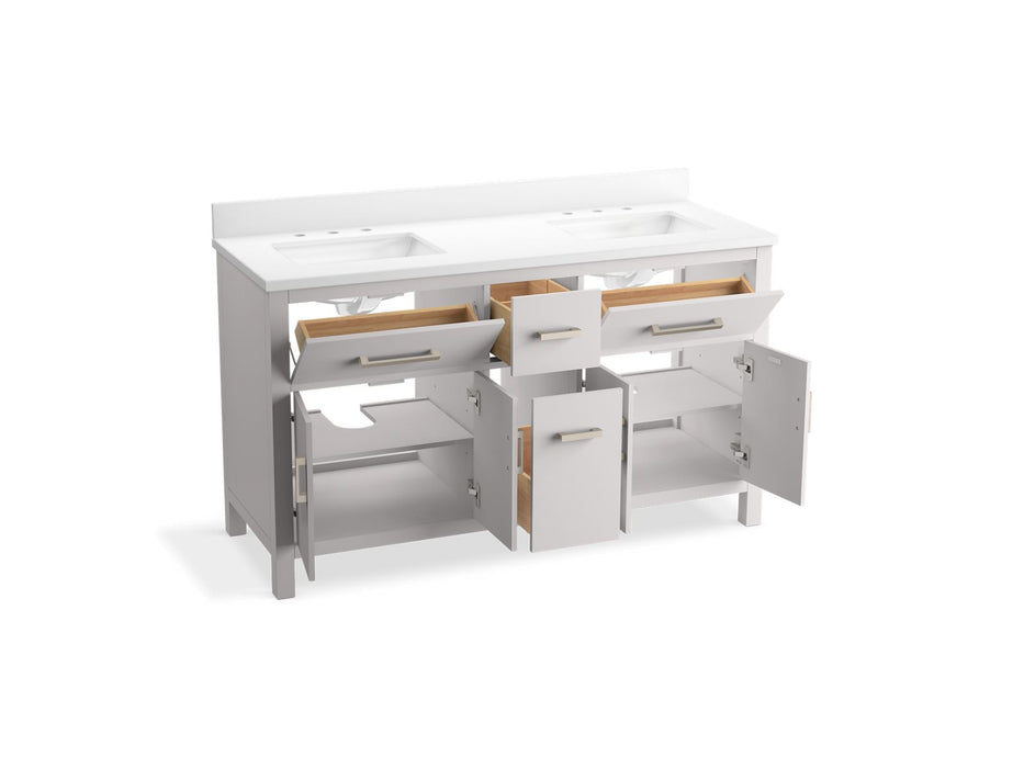 KOHLER K-40641-BD1 Kresla 60" bathroom vanity cabinet with sinks and quartz top, atmos grey - view 2