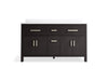 KOHLER K-40641-BD1 Kresla 60" bathroom vanity cabinet with sinks and quartz top, carbon oak - view 3