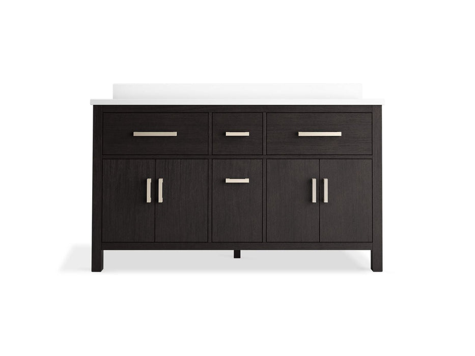KOHLER K-40641-BD1 Kresla 60" bathroom vanity cabinet with sinks and quartz top, carbon oak - view 3