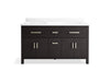 KOHLER K-40641-BD1 Kresla 60" bathroom vanity cabinet with sinks and quartz top, carbon oak - view 4