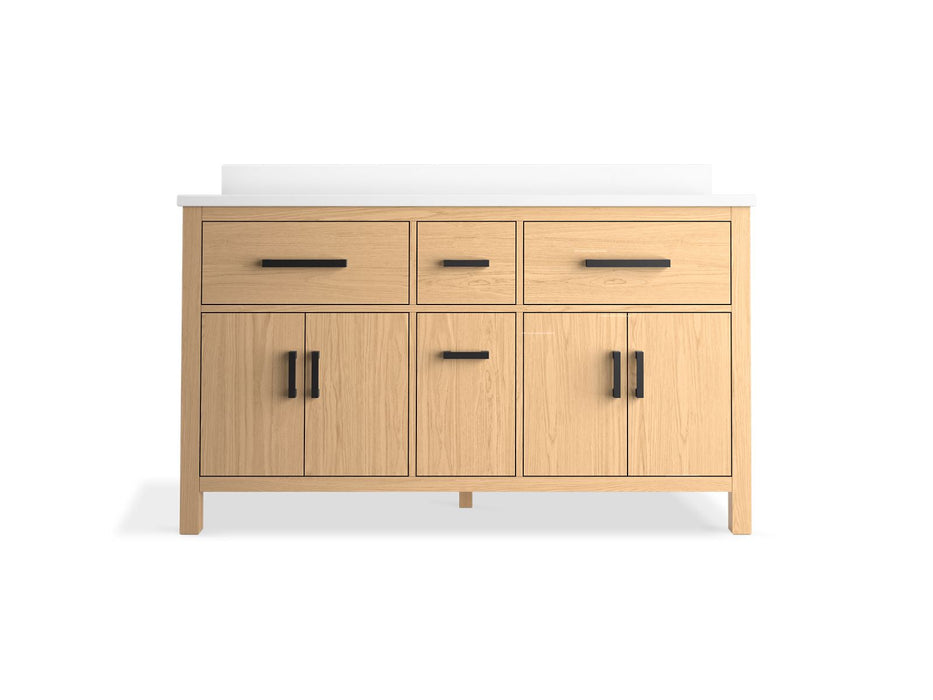 KOHLER K-40641-BD1 Kresla 60" bathroom vanity cabinet with sinks and quartz top, light oak - view 3