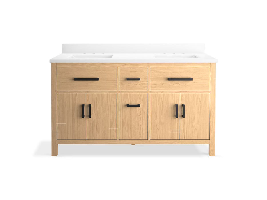 KOHLER K-40641-BD1 Kresla 60" bathroom vanity cabinet with sinks and quartz top, light oak - view 4