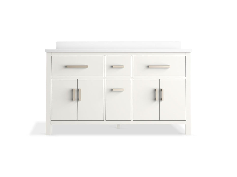 KOHLER K-40641-BD1 Kresla 60" bathroom vanity cabinet with sinks and quartz top, white - view 3