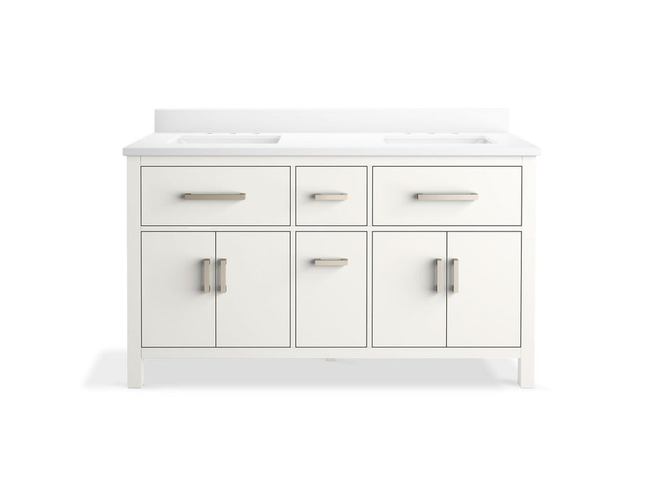 KOHLER K-40641-BD1 Kresla 60" bathroom vanity cabinet with sinks and quartz top, white - view 4