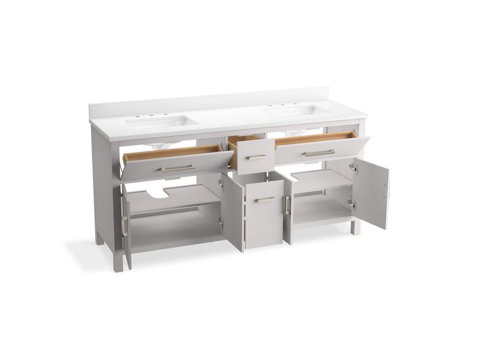 KOHLER K-40642-BD1 Kresla 72" bathroom vanity cabinet with sinks and quartz top, atmos grey - view 2