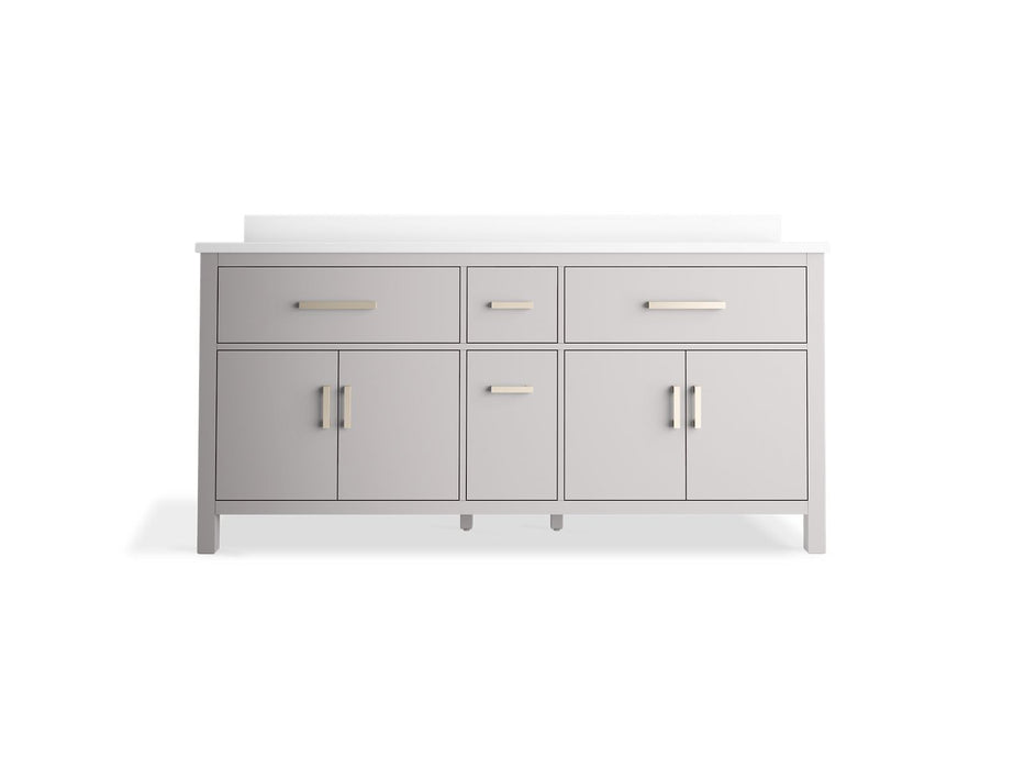 KOHLER K-40642-BD1 Kresla 72" bathroom vanity cabinet with sinks and quartz top, atmos grey - view 3