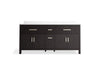 KOHLER K-40642-BD1 Kresla 72" bathroom vanity cabinet with sinks and quartz top, carbon oak - view 3