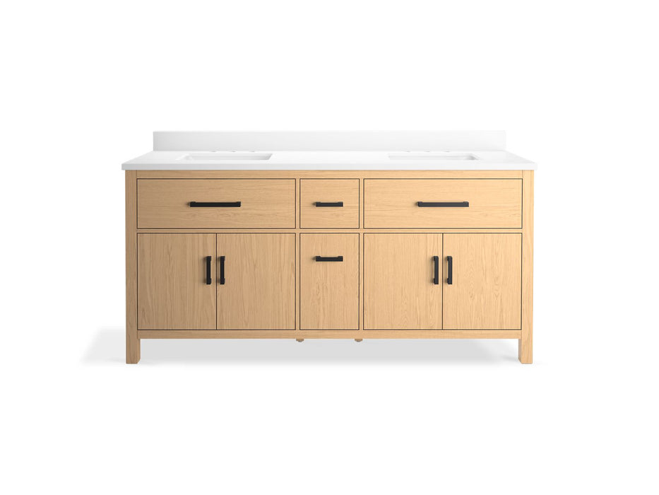 KOHLER K-40642-BD1 Kresla 72" bathroom vanity cabinet with sinks and quartz top, light oak - view 4