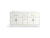 KOHLER K-40642-BD1 Kresla 72" bathroom vanity cabinet with sinks and quartz top, white - view 3