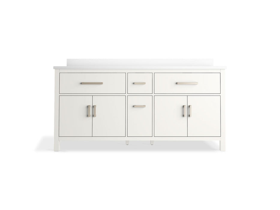 KOHLER K-40642-BD1 Kresla 72" bathroom vanity cabinet with sinks and quartz top, white - view 3