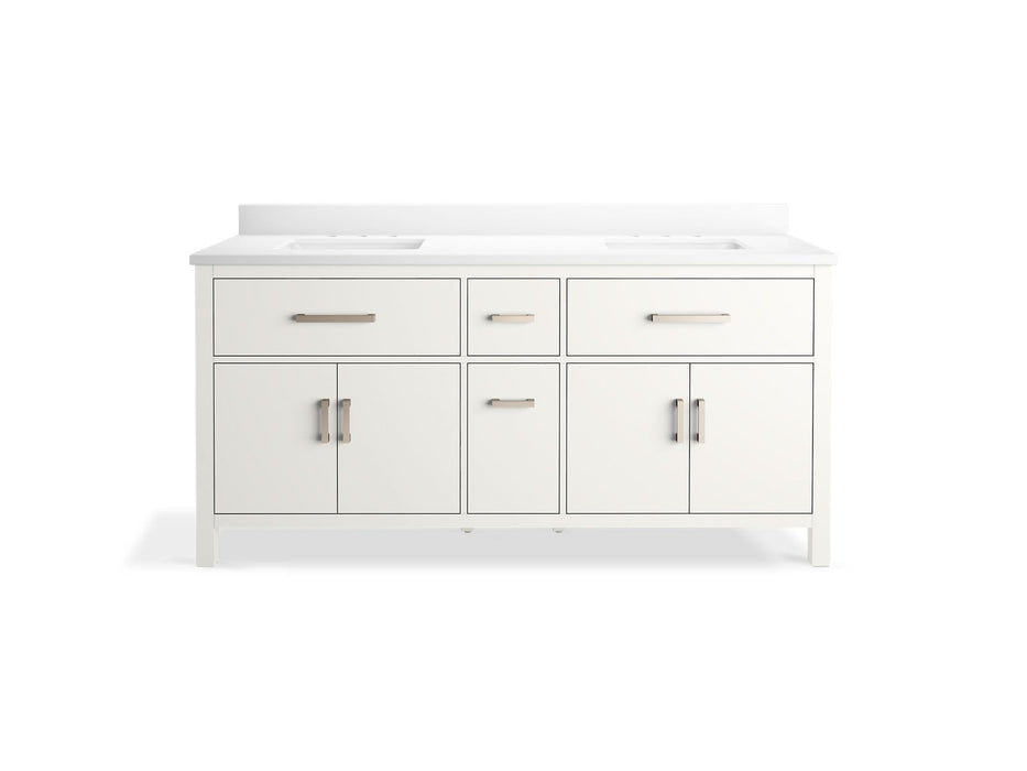 KOHLER K-40642-BD1 Kresla 72" bathroom vanity cabinet with sinks and quartz top, white - view 4