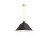 KOHLER K-42203-PE01 Varla 24" pendant, black with brass trim