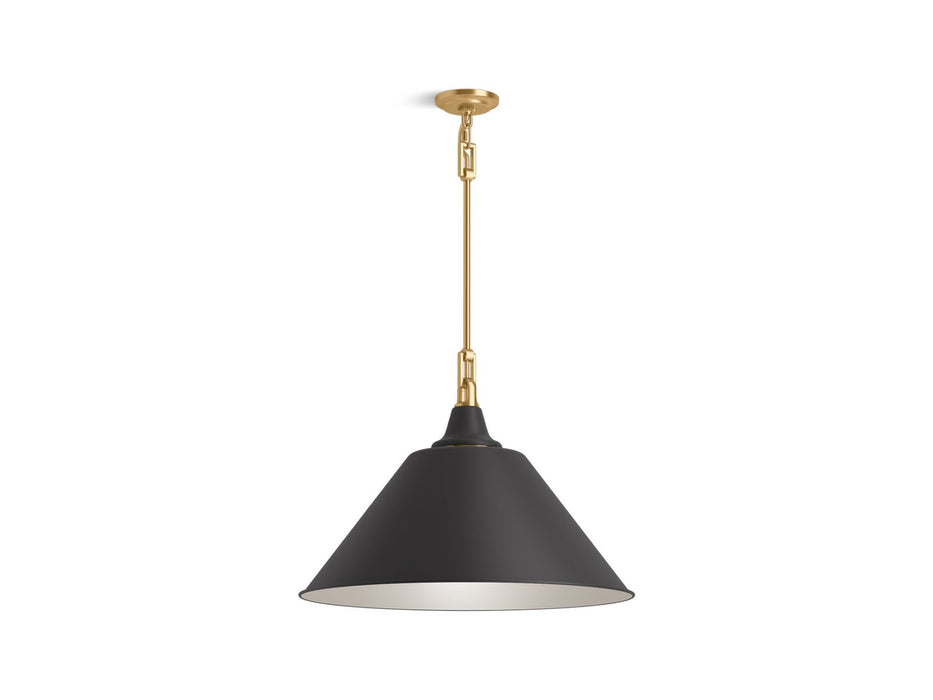 KOHLER K-42203-PE01 Varla 24" pendant, black with brass trim