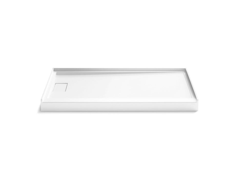 KOHLER K-44149 Stoneridge 60" x 32" alcove shower base, left drain, honed white