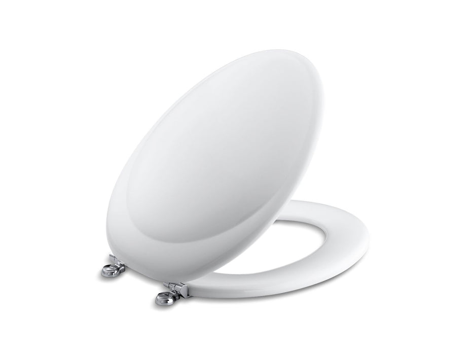 KOHLER K-4615-CP Revival Elongated toilet seat with Polished Chrome hinges, white