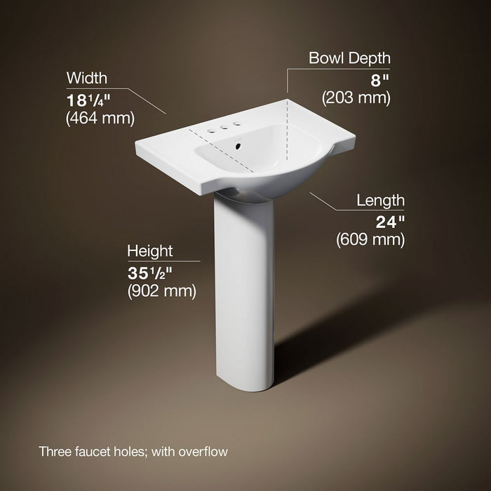 3/4 view of product with dimensions
