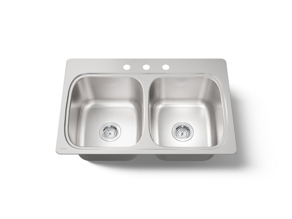 KOHLER K-5267-3 Verse 33" top-mount double-bowl kitchen sink