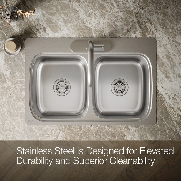 KOHLER K-5267-3 Verse 33" top-mount double-bowl kitchen sink