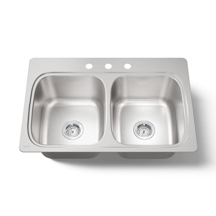 KOHLER K-5267-3 Verse 33" top-mount double-bowl kitchen sink