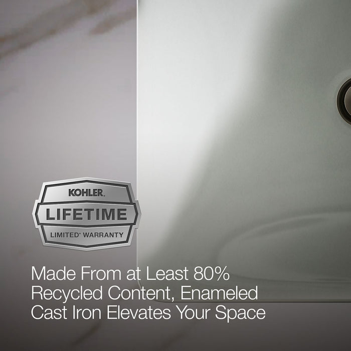KOHLER K-5400 Iron Plains 18-1/2" rectangular drop-in/undermount bathroom sink