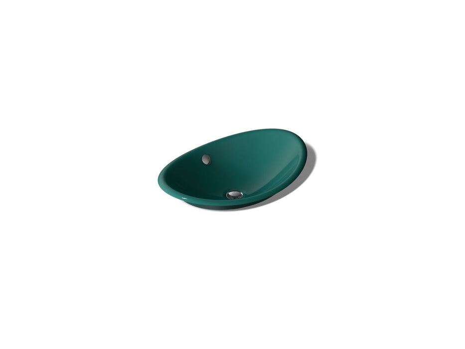 KOHLER K-5403-PAT Iron Plains 20-3/4" oval vessel bathroom sink, teal exterior with teal interior