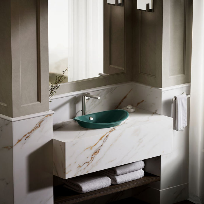 KOHLER K-5403-PAT Iron Plains 20-3/4" oval vessel bathroom sink, teal exterior with teal interior - view 2