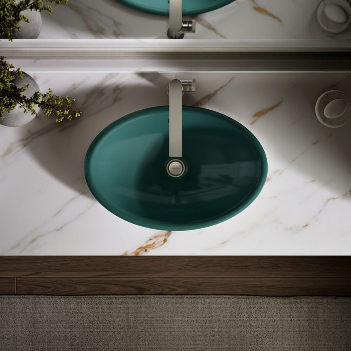 KOHLER K-5403-PAT Iron Plains 20-3/4" oval vessel bathroom sink, teal exterior with teal interior - view 5