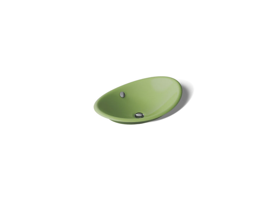 KOHLER K-5403-PFG Iron Plains 20-3/4" oval vessel bathroom sink, fresh green exterior with fresh green interior