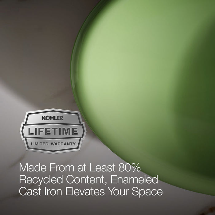 KOHLER K-5403-PFG Iron Plains 20-3/4" oval vessel bathroom sink, fresh green exterior with fresh green interior - view 2