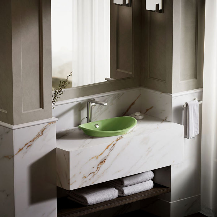 KOHLER K-5403-PFG Iron Plains 20-3/4" oval vessel bathroom sink, fresh green exterior with fresh green interior - view 4