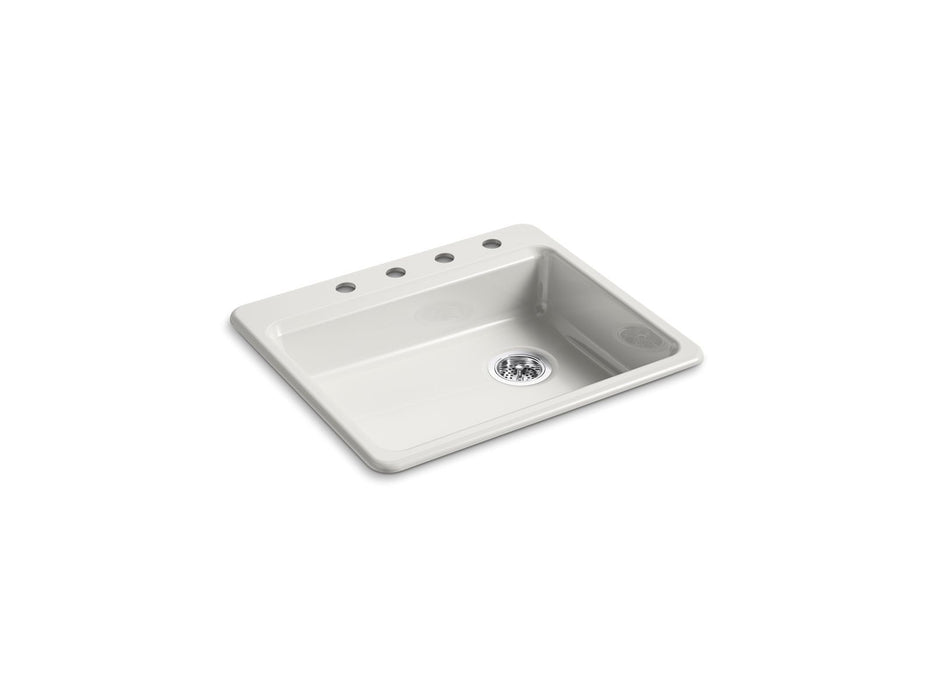 KOHLER K-5479-4 Riverby 25" top-mount single-bowl kitchen sink, sea salt