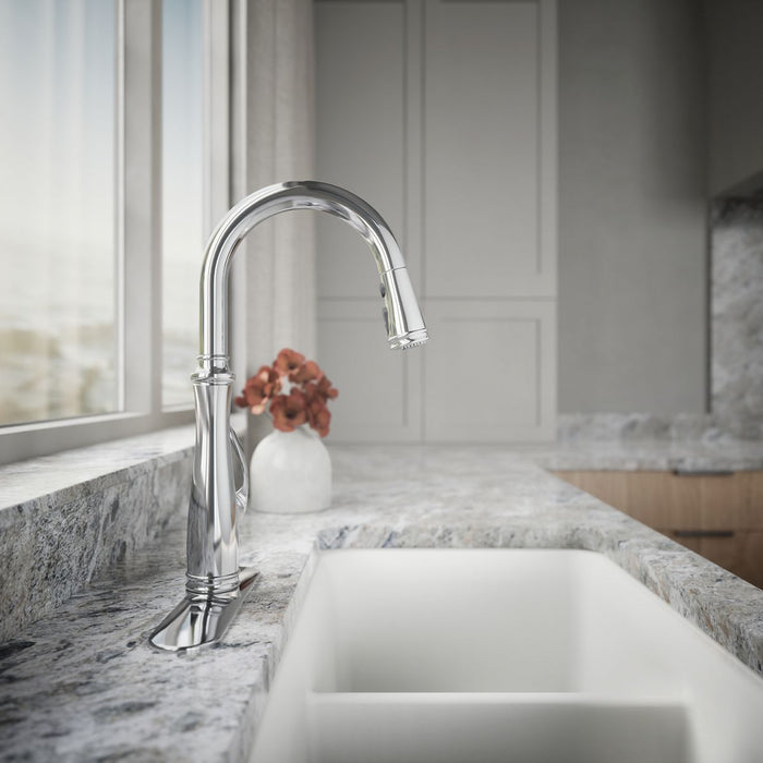 KOHLER K-560 Bellera Pull-down kitchen sink faucet with three-function sprayhead