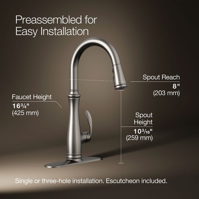 KOHLER K-560 Bellera Pull-down kitchen sink faucet with three-function sprayhead