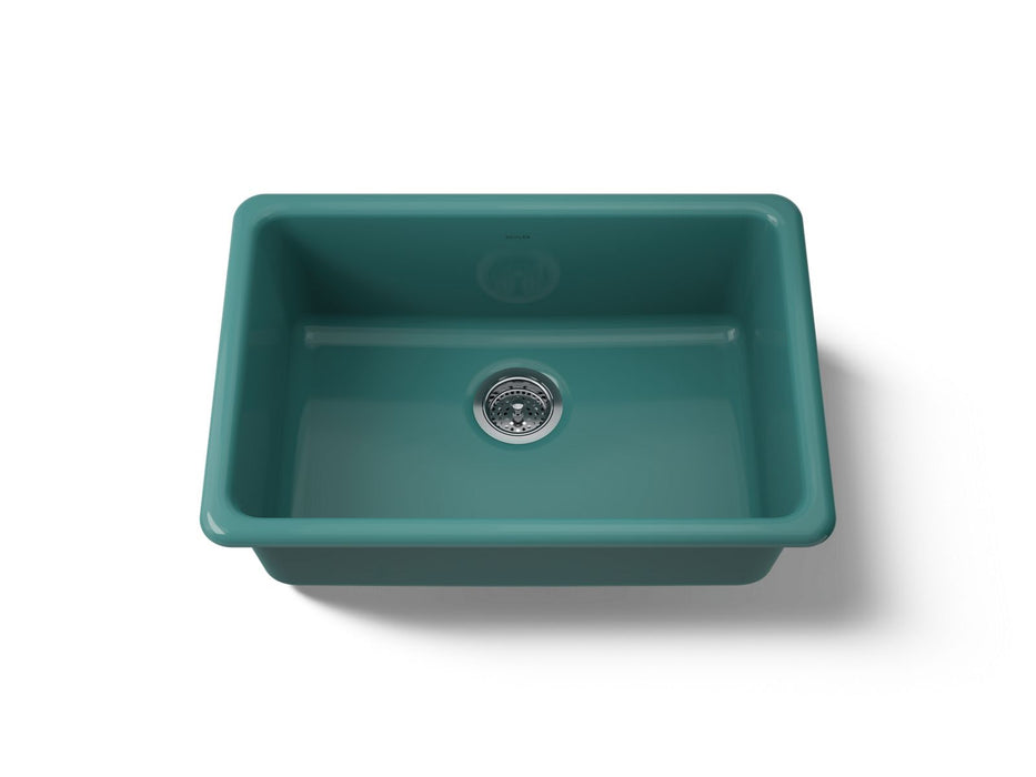 KOHLER K-5708 Iron/Tones 27" top-/undermount single-bowl kitchen sink, teal