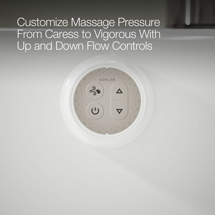 KOHLER K-5716-GHW Underscore 66" x 36" drop-in Heated BubbleMassage air bath with Bask heated surface