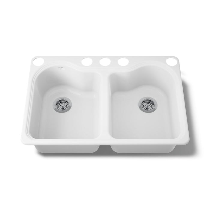 KOHLER K-5818-5U Hartland 33" undermount double-bowl kitchen sink